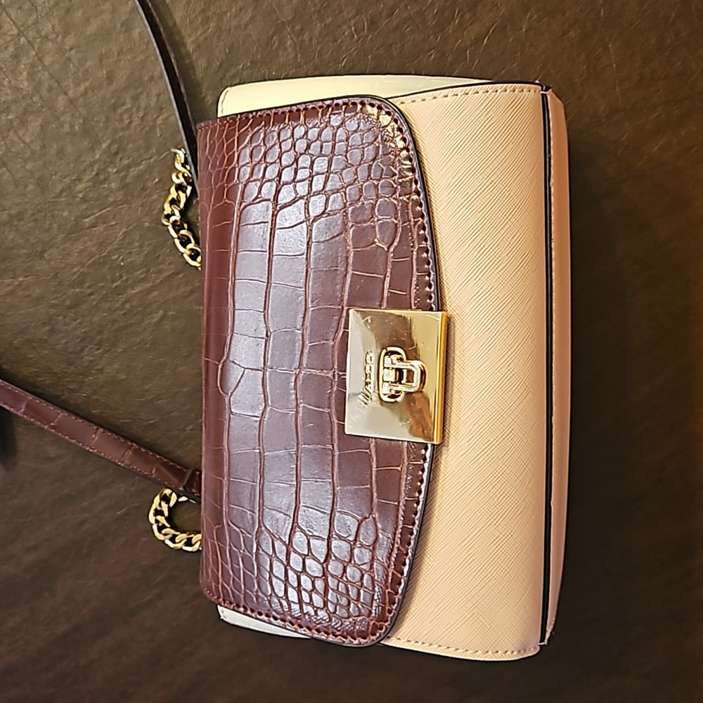 Aldo Thilamas Burgundy & Pink Faux Leather Crossbody Bag